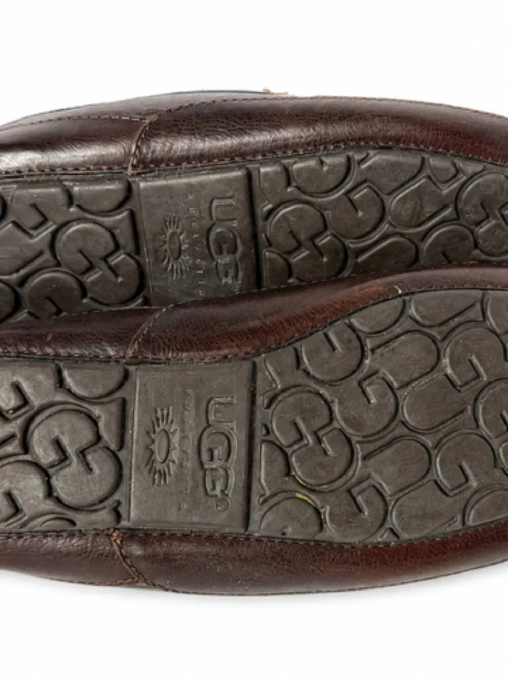 UGG Australia Men’s Size 9 Brown Leather Shearling Lined Loafers Slip On Shoes